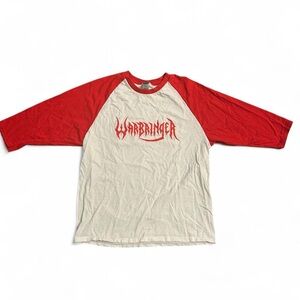 Warbringer band merchandise red and white 3/4 sleeve baseball tee